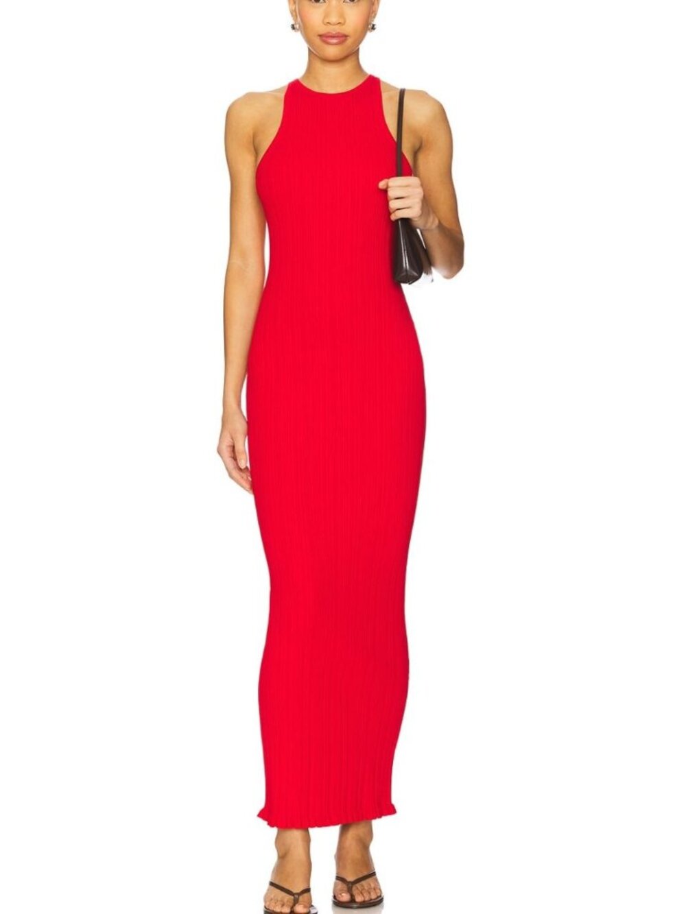 NWT Lovers + Friends Dover Rib Knit Midi Dress in Red Size Small
